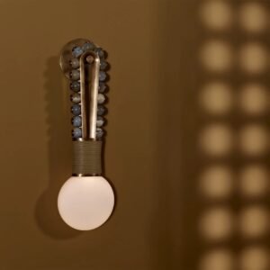 PATINATED BRASS & JADE WALL SCONCE | CLJAD52W